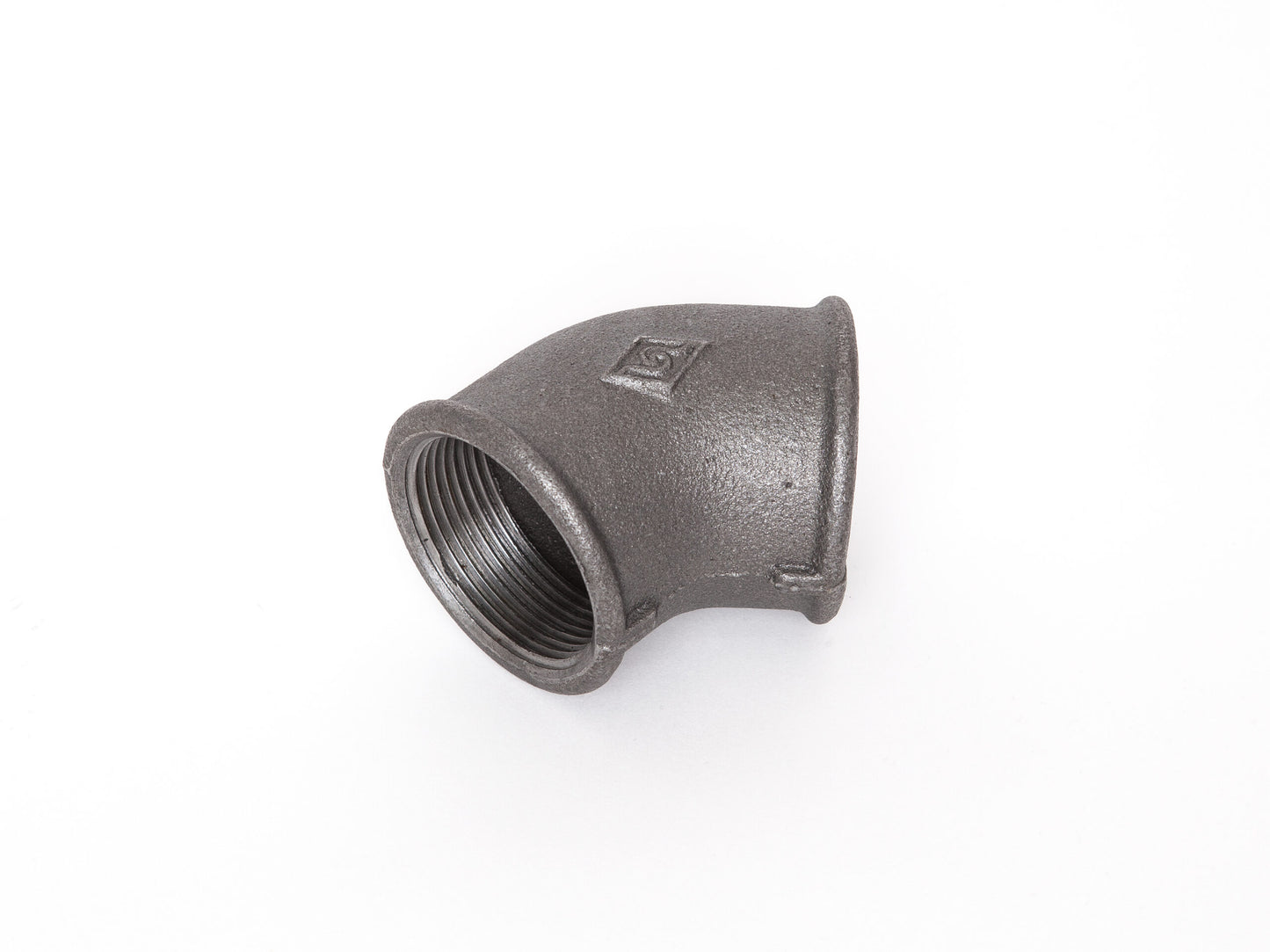 Temperguss Winkel 2 x Innengewinde 45° schwarz