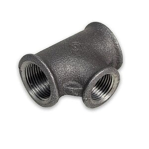 Temperguss T-Stück reduziert schwarz