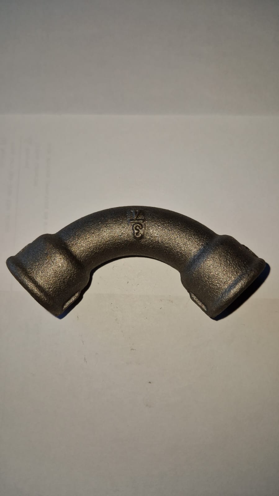 Temperguss Bogen 90° lang 2 x Innengewinde schwarz