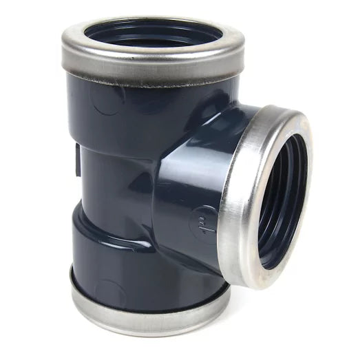 PVC+PP Fitting T-Stück 3 x Ring mit Innengewinde