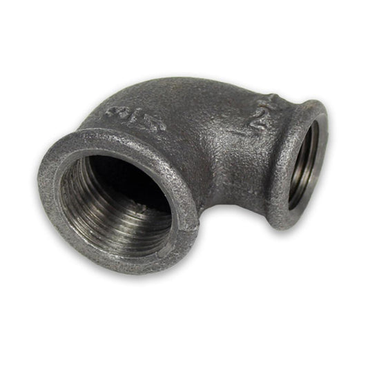 Temperguss Winkel 90° 2x Innengewinde reduziert schwarz