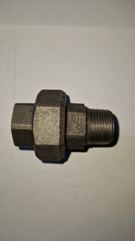 Temperguß Verschraubung Innen+Aussengewinde konisch schwarz