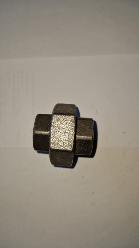 Temperguss Verschraubung 2 x Innengewinde flachdichtend schwarz